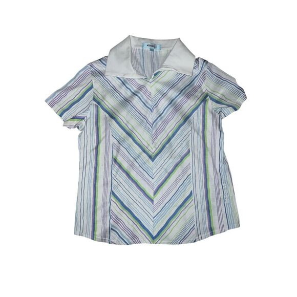 Women’s kenzo golf size 1 Short Sleeves Striped Preppy Collar - Picture 1 of 6